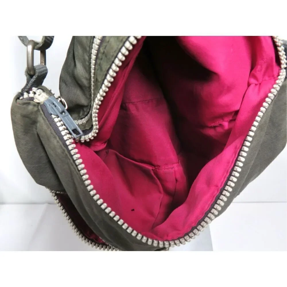 Baggallini Three Zip Crossbody Shoulder Bag Grey Organizer Small